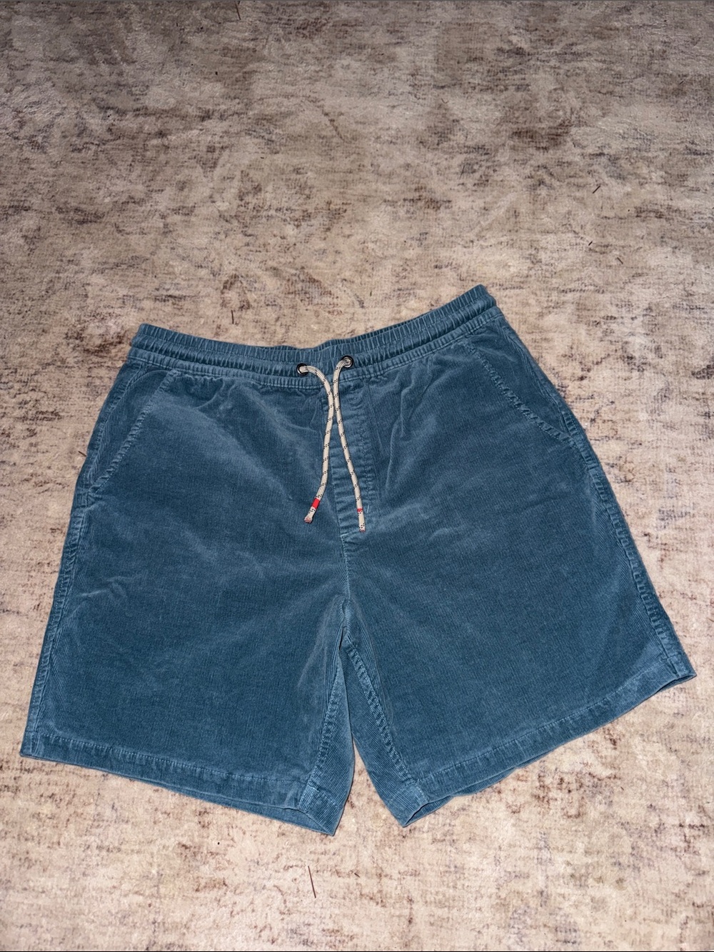 Corduroy Shorts in Teal with Drawstring Waist